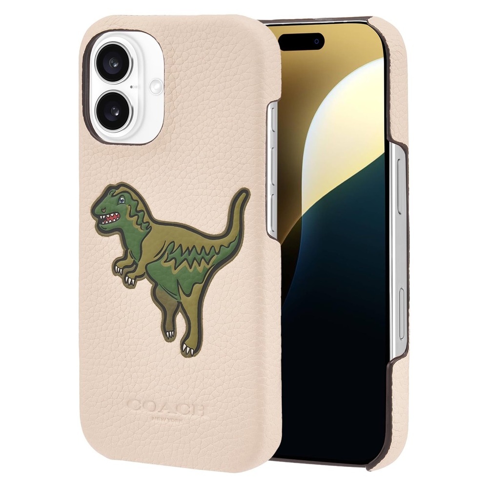 iPhone 14 Pro Coach Beige Leather Dinosaur Case